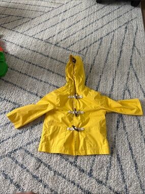 Little me Yellow Hooded Kids Raincoat 18M